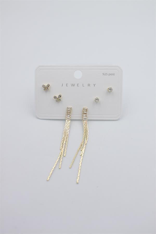 Çoklu Set Küpe - Altın