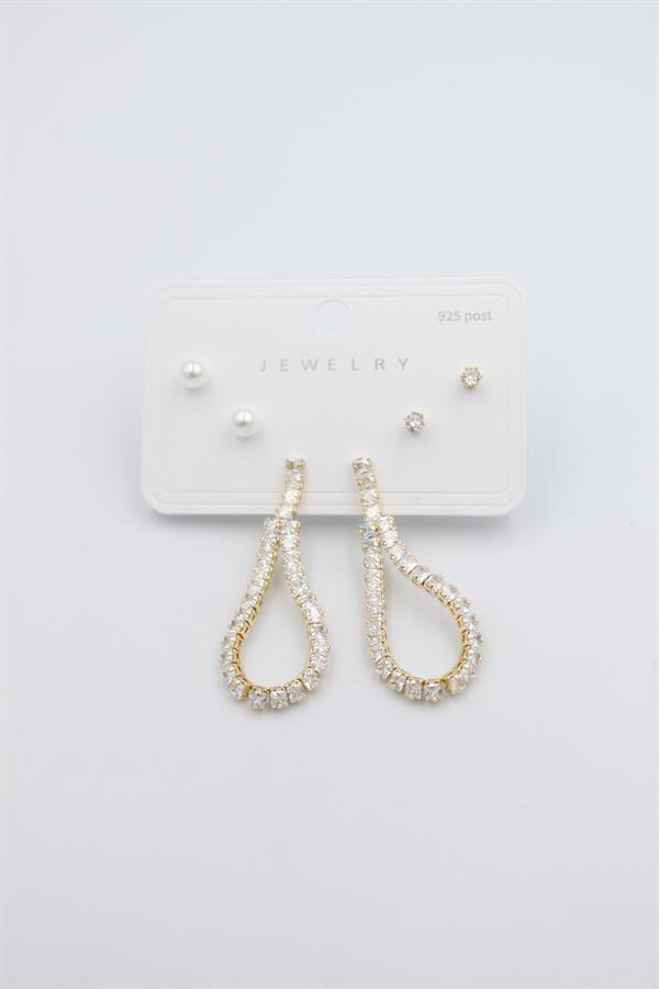 Çoklu Set Küpe - Altın