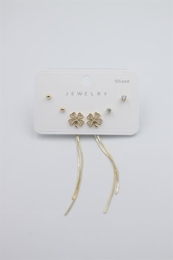 Çoklu Set Küpe - Altın