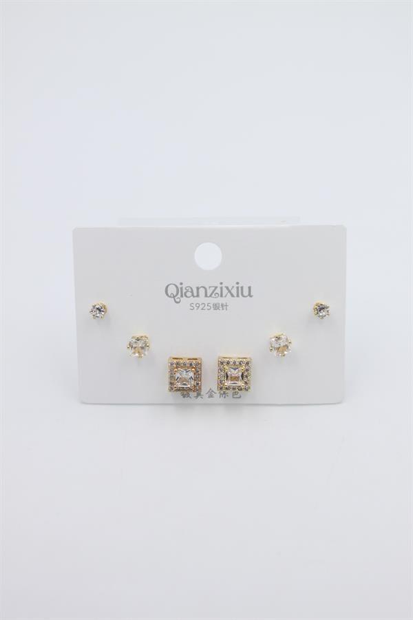 Çoklu Set Küpe - Altın