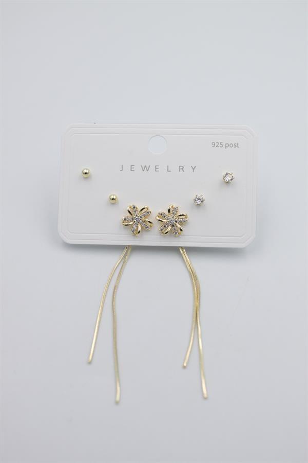 Çoklu Set Küpe - Altın