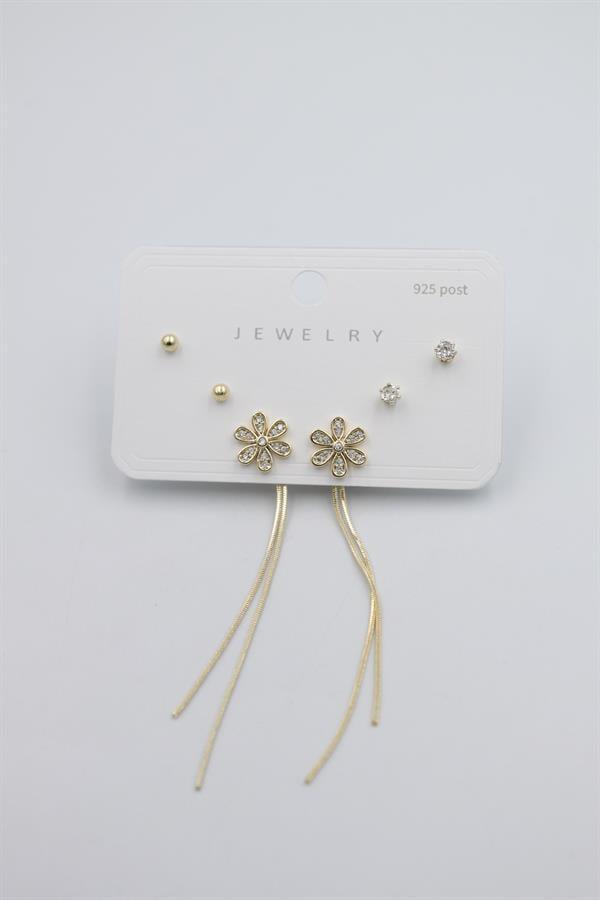 Çoklu Set Küpe - Altın