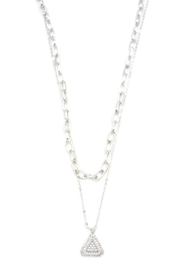 Çoklu Üçgen Kolye - Gümüş