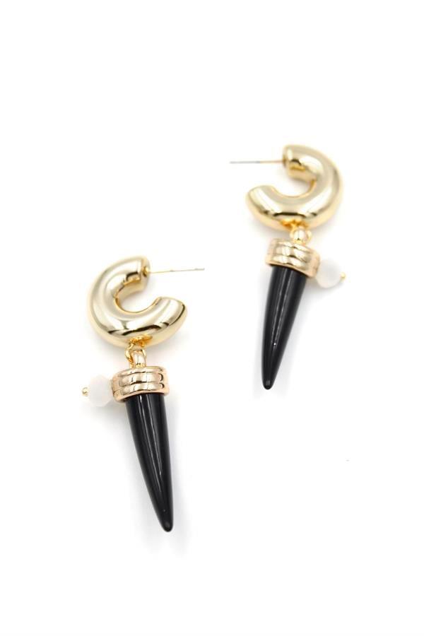 Fildişi Halka Küpe - Siyah