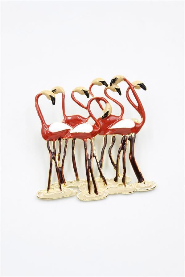 Flamingo Broş - Kırmızı
