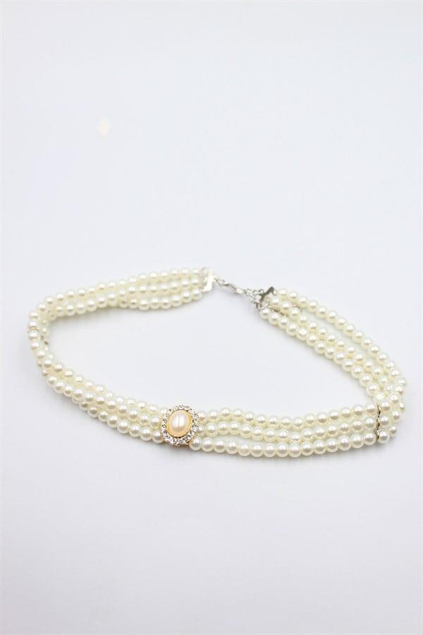 İnci Tasma Kolye - Altın