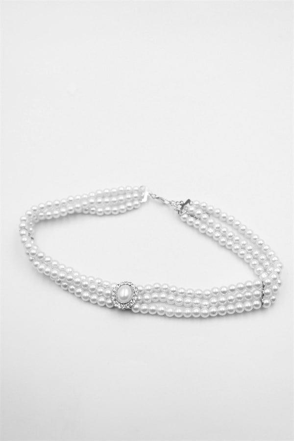 İnci Tasma Kolye - Gümüş