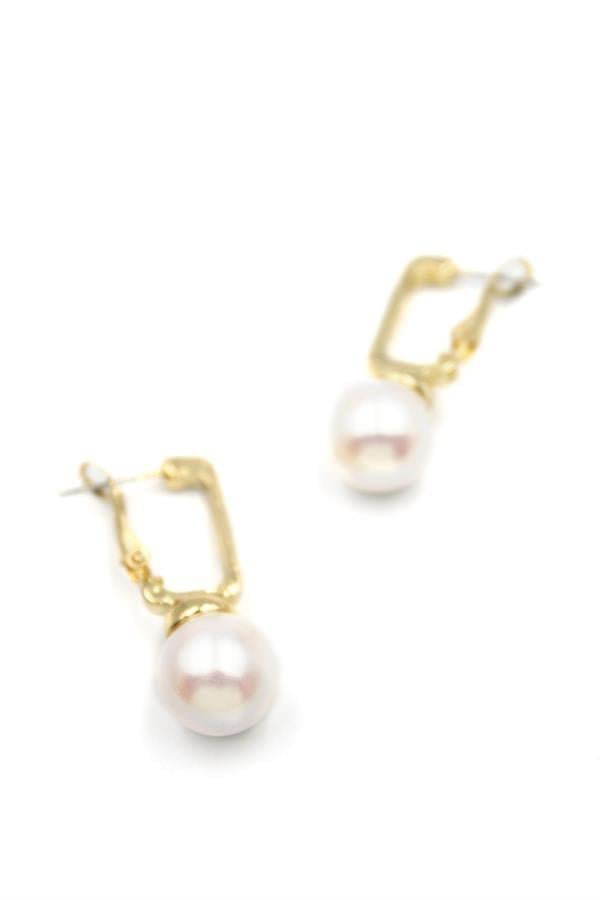 İncili Küpe - Beyaz