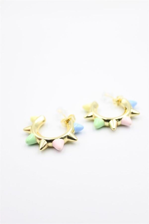 Mineli Halka Küpe - Altın