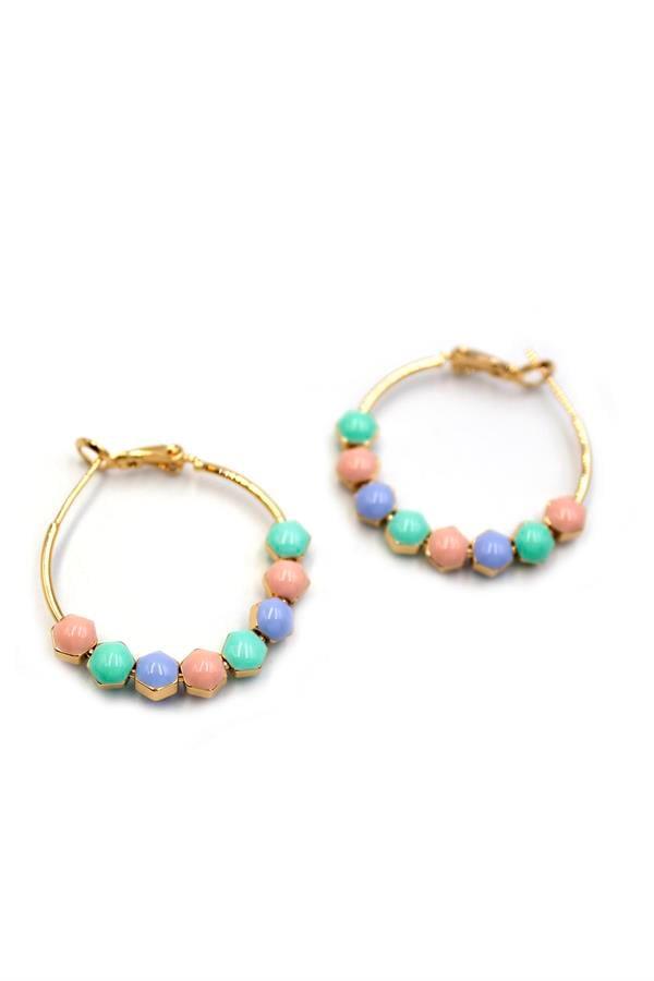 Mineli Halka Küpe - ÇOK RENKLİ