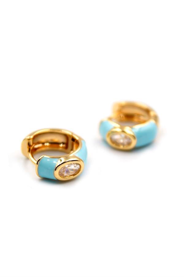 Mineli Halka Küpe - Turkuaz