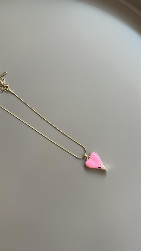 Mineli Kalp Kolye - Pembe