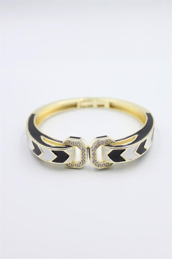 Mineli Kelepçe Bilezik - Altın