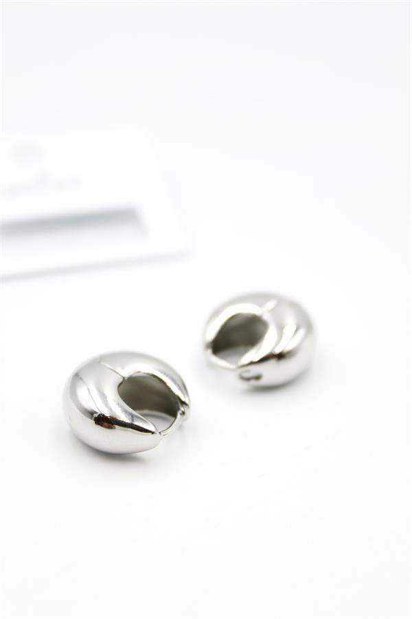 Oval Halka Küpe - Gümüş