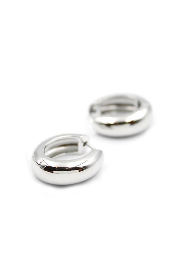 Oval Halka Küpe - Gümüş