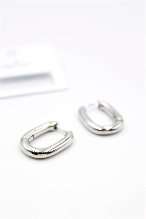 Oval Halka Küpe - Gümüş