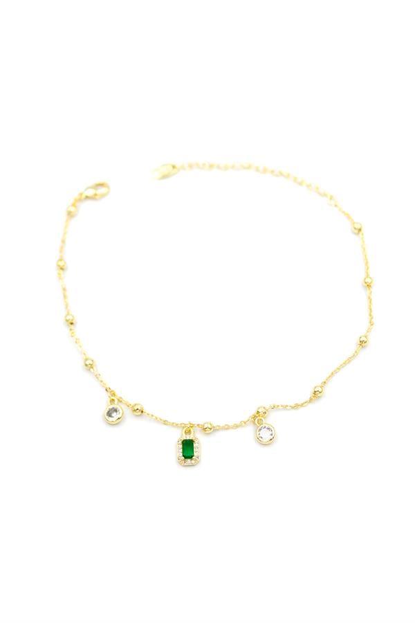 Renkli Taşlı Halhal - Yeşil