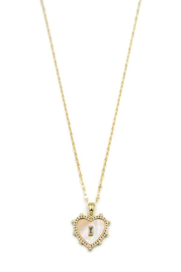 Sedefli Kalp Kolye - Altın