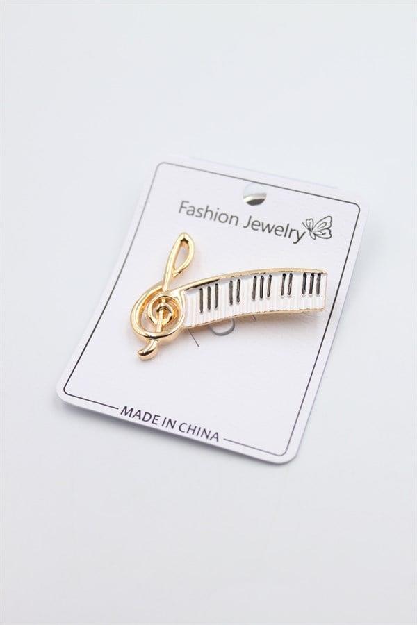 Sol Anahtarı Broş - Altın