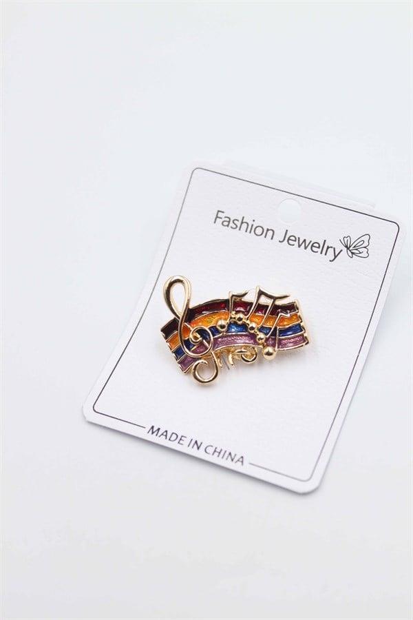 Sol Anahtarı Broş - Altın