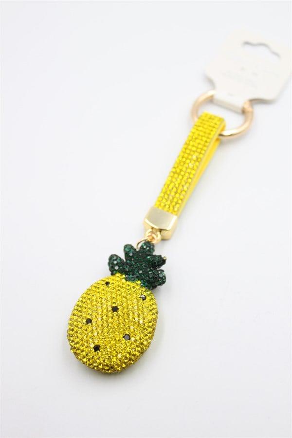 Taşlı Ananas Anahtarlık - Sarı