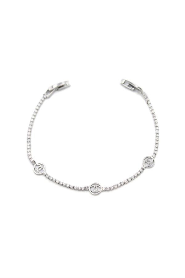 Taşlı CC Bileklik - Gümüş