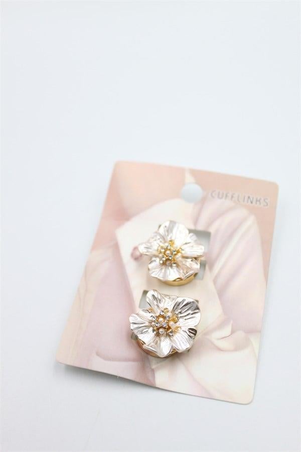 Taşlı Düğme Broş - Altın