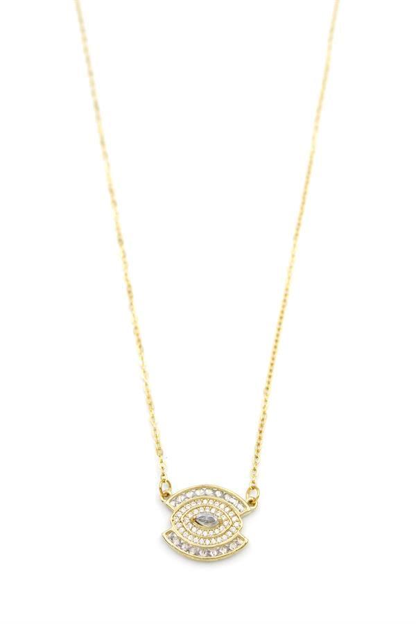 Taşlı Göz Kolye - Altın
