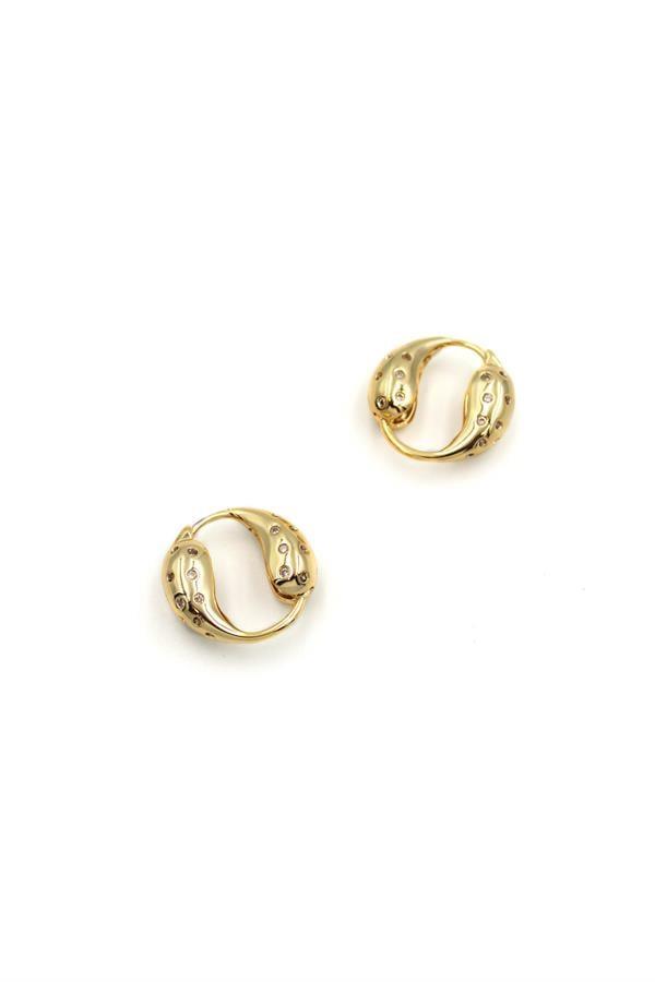 Taşlı Halka Küpe - Altın