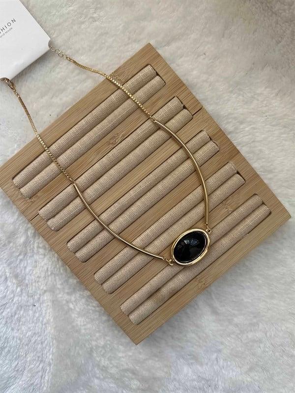 Taşlı Kolye - Siyah