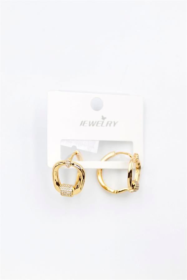 Taşlı Küpe - Altın