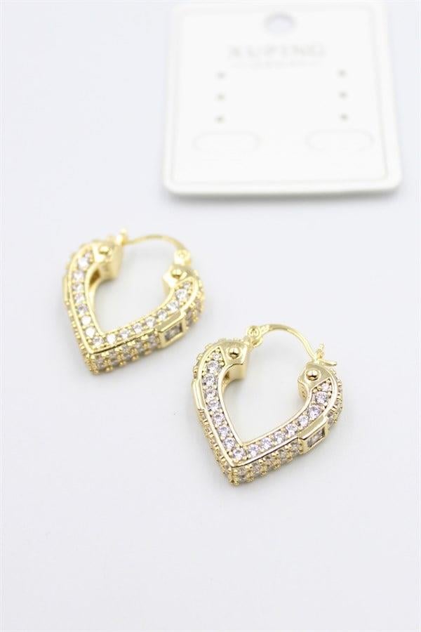 Taşlı Küpe - Altın