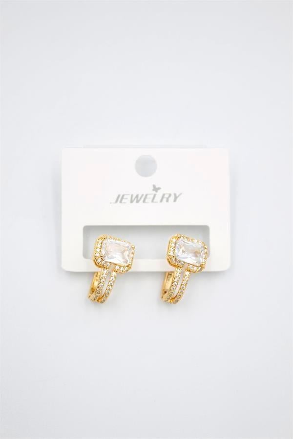 Taşlı Küpe - Beyaz