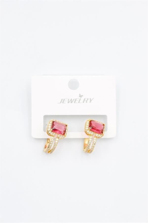 Taşlı Küpe - Pembe