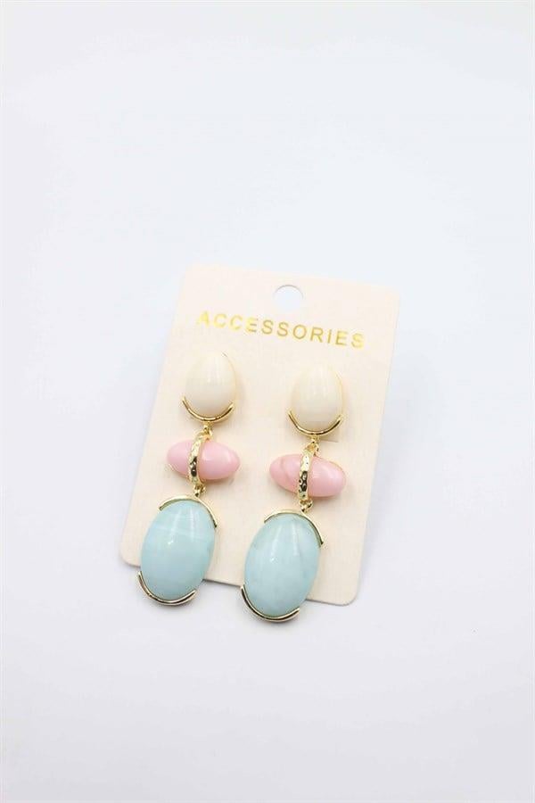 Taşlı Küpe - Pembe