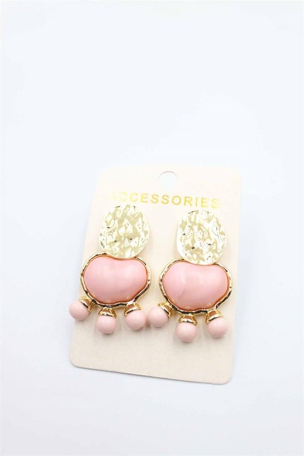 Taşlı Küpe - Pembe