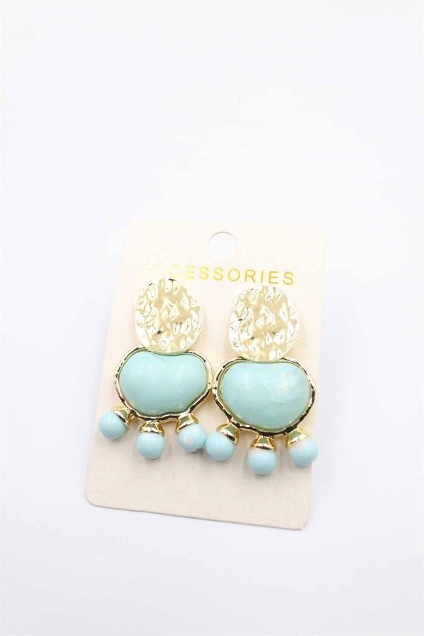 Taşlı Küpe - Turkuaz