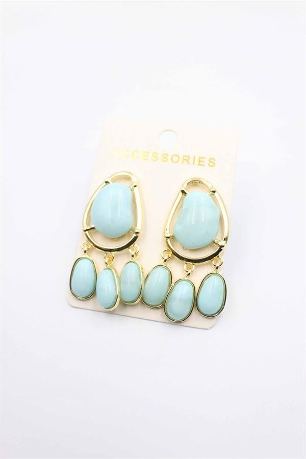 Taşlı Küpe - Turkuaz