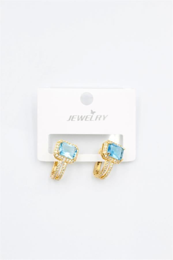 Taşlı Küpe - Turkuaz