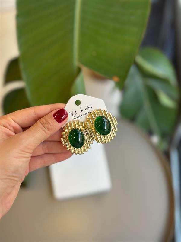 Taşlı Küpe - Yeşil