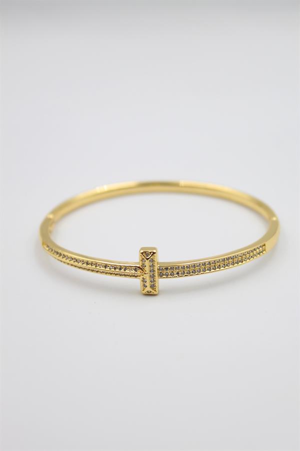 Taşlı Vip Bilezik - Altın