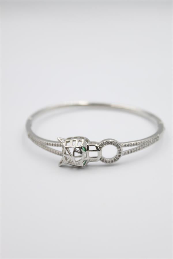 Taşlı Vip Bilezik - Gümüş