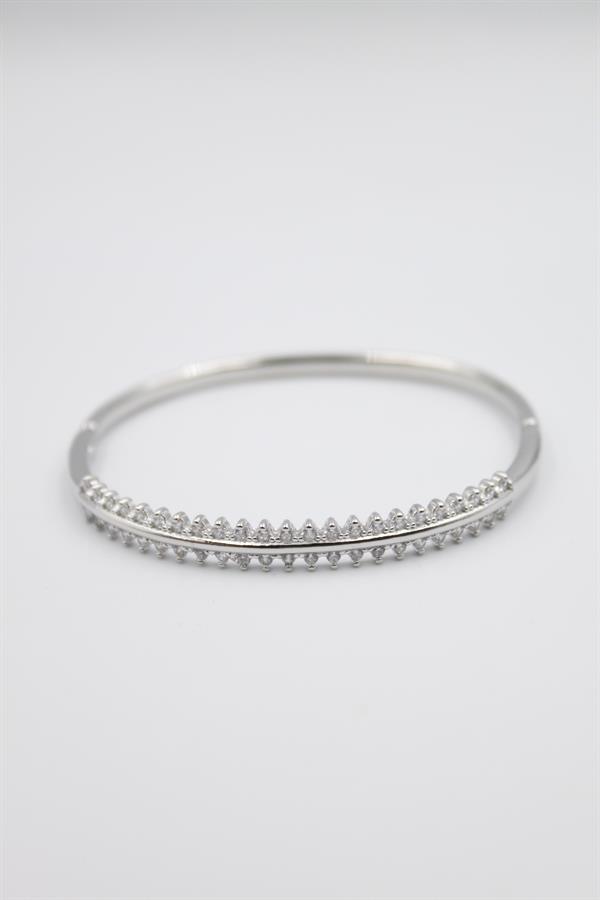 Taşlı Vip Bilezik - Gümüş