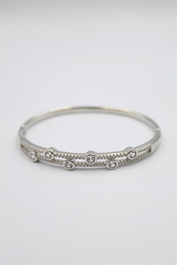 Taşlı Vip Bilezik - Gümüş