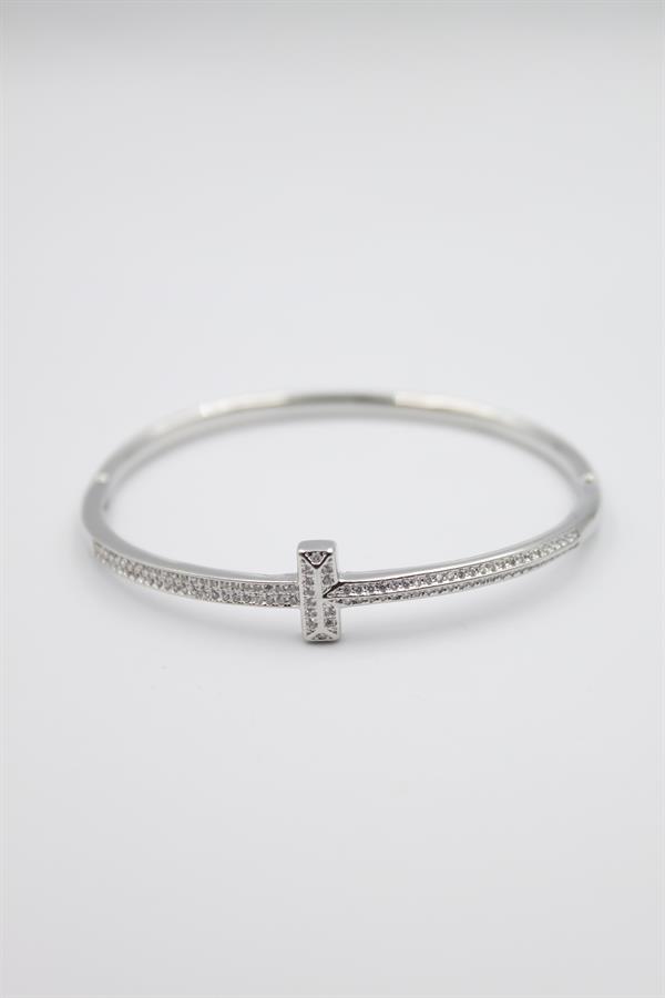 Taşlı Vip Bilezik - Gümüş