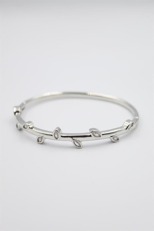 Taşlı Vip Bilezik - Gümüş