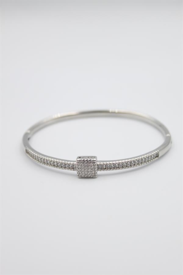 Taşlı Vip Bilezik - Gümüş