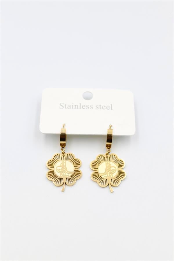 Tuğra Yonca Küpe - Altın