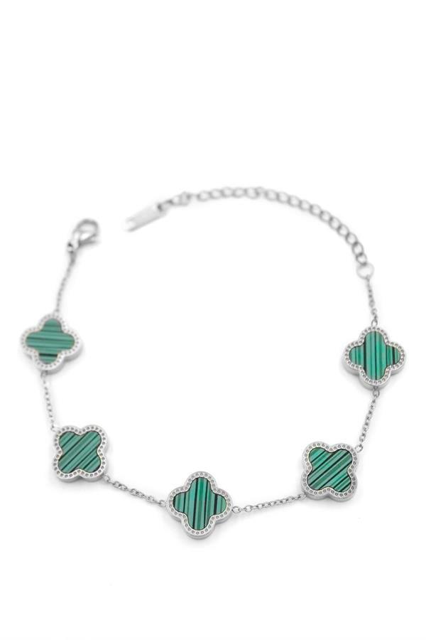 VC Yonca Bileklik Gümüş - Yeşil