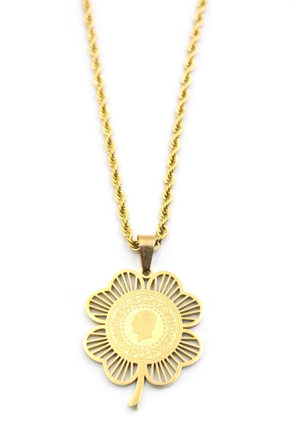 Yarımlık Yonca Kolye - Altın